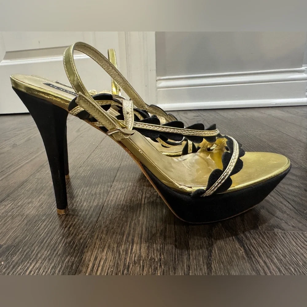Claudia Ciuti • Black & Gold High Heel Sandals (9.5M-run small) Made in Italy